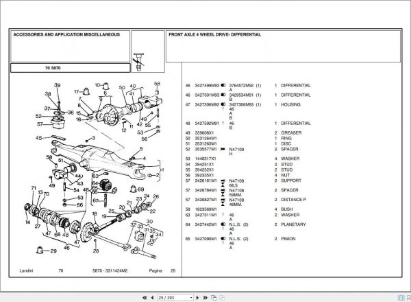 Landini Tractor 5870 Parts Catalog3311424M2 1