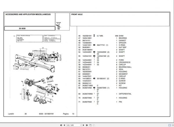 Landini Tractor 6030 Parts Catalog3310691M1 1