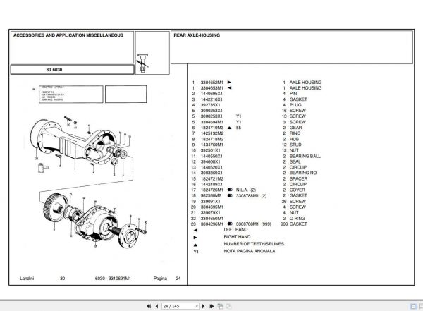 Landini Tractor 6030 Parts Catalog3310691M1 2