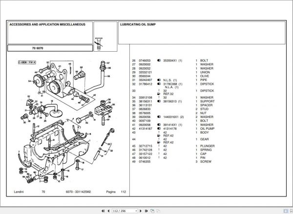 Landini Tractor 6070 Parts Catalog3311425M2 2