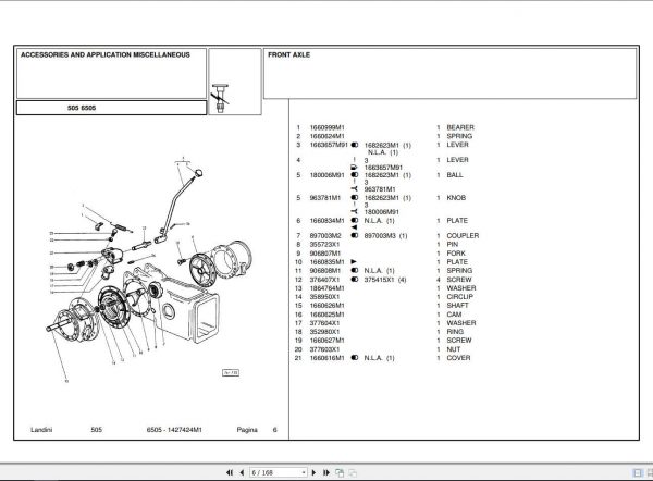 Landini Tractor 6505 Parts Catalog1427424M1 1