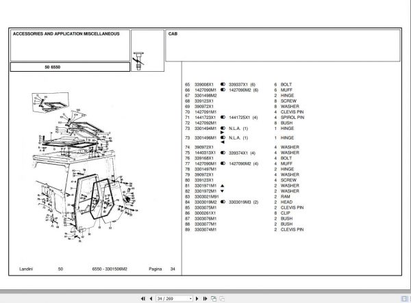 Landini Tractor 6550 Parts Catalog3301506M2 2