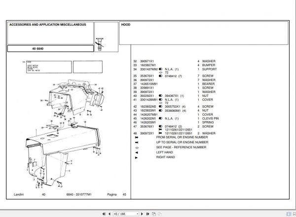 Landini Tractor 6840 Parts Catalog3310777M1 2