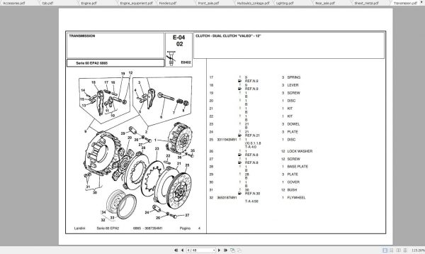 Landini Tractor 6865 Parts Catalog3687354M1 1