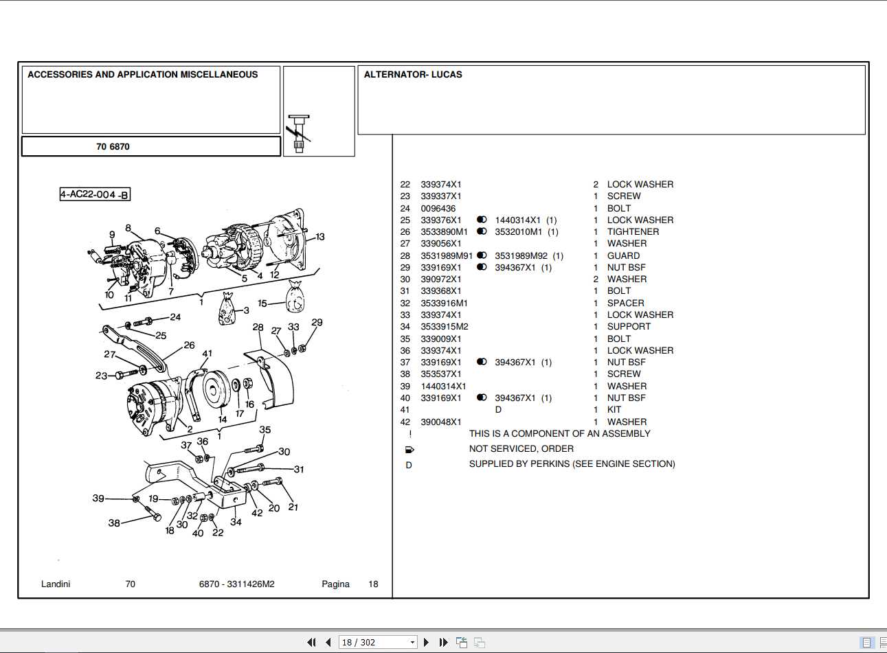Landini Tractor 6870 Parts Catalog3311426M2 1