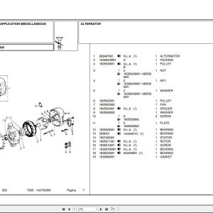 Landini Tractor 7505 Parts Catalog1427425M1 1
