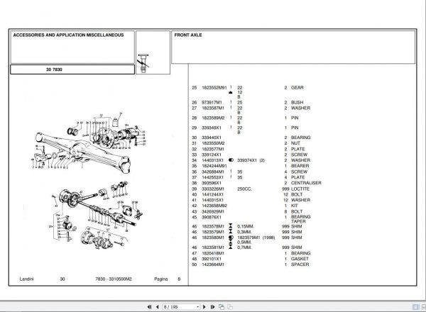 Landini Tractor 7830 Parts Catalog3310500M2 1aDLy