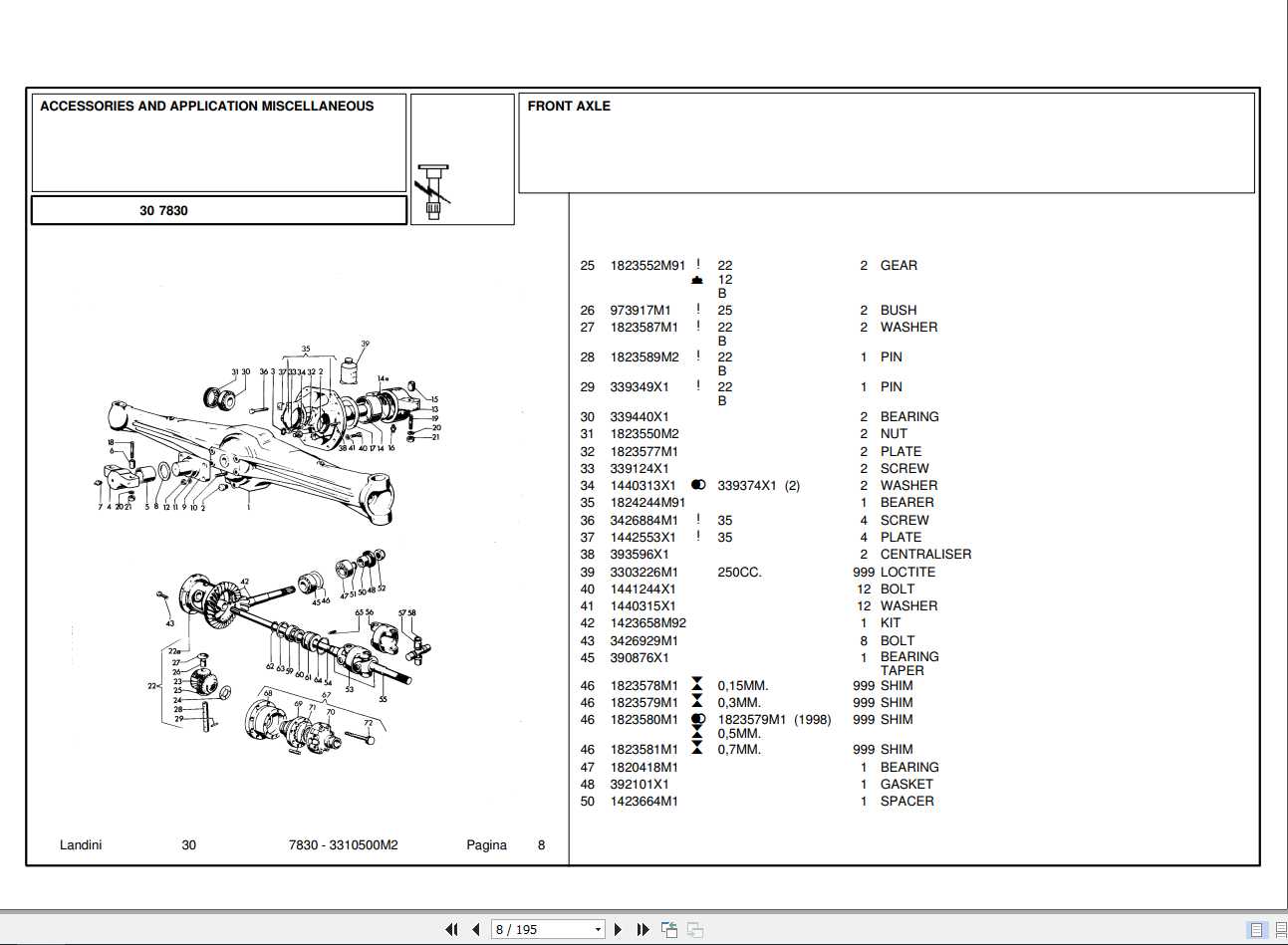 Landini Tractor 7830 Parts Catalog3310500M2 1aDLy