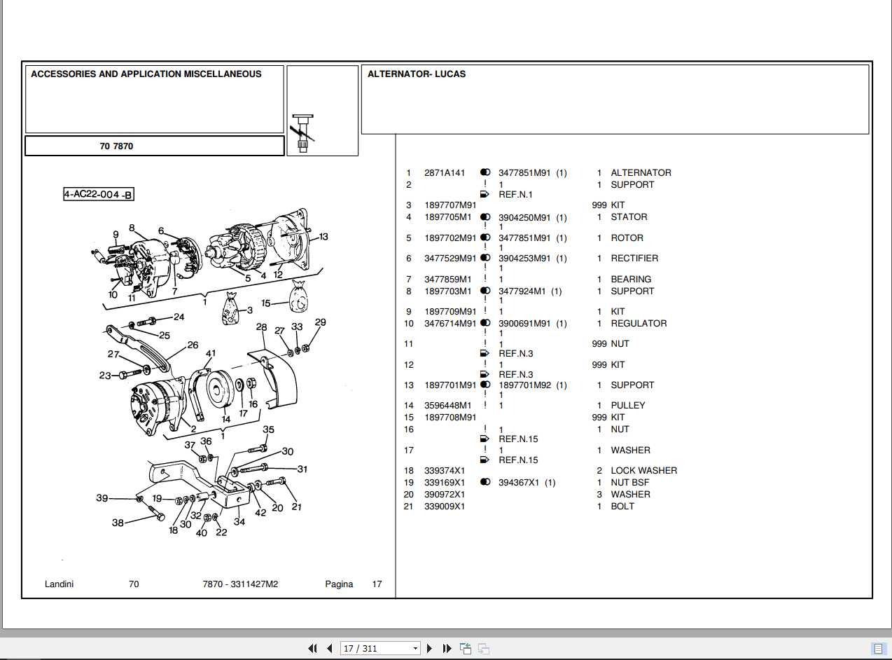 Landini Tractor 7870 Parts Catalog3311427M2 1