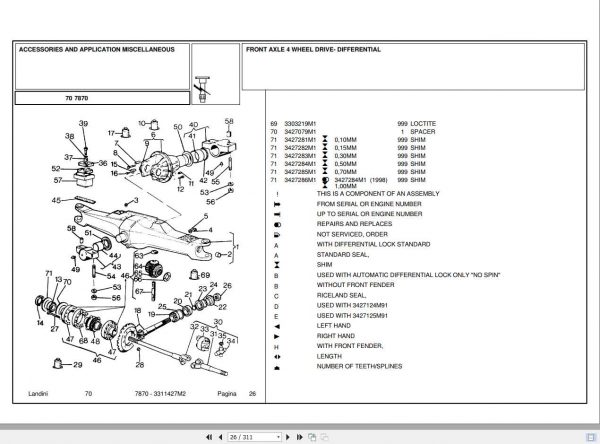 Landini Tractor 7870 Parts Catalog3311427M2 2