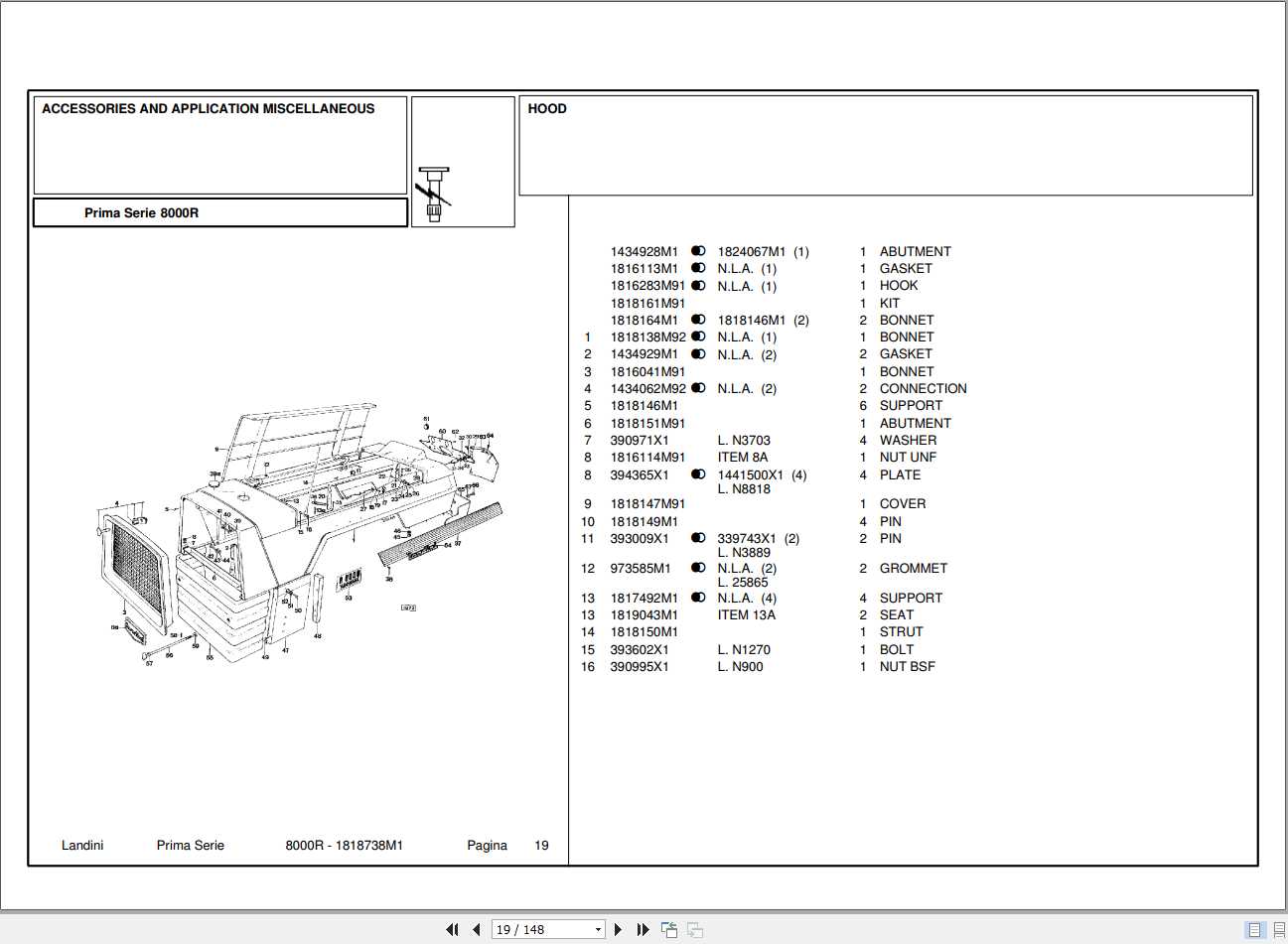 Landini Tractor 8000R Parts Catalog1818738M1 1
