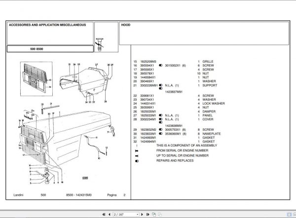 Landini Tractor 8500 Parts Catalog1424315M3 1