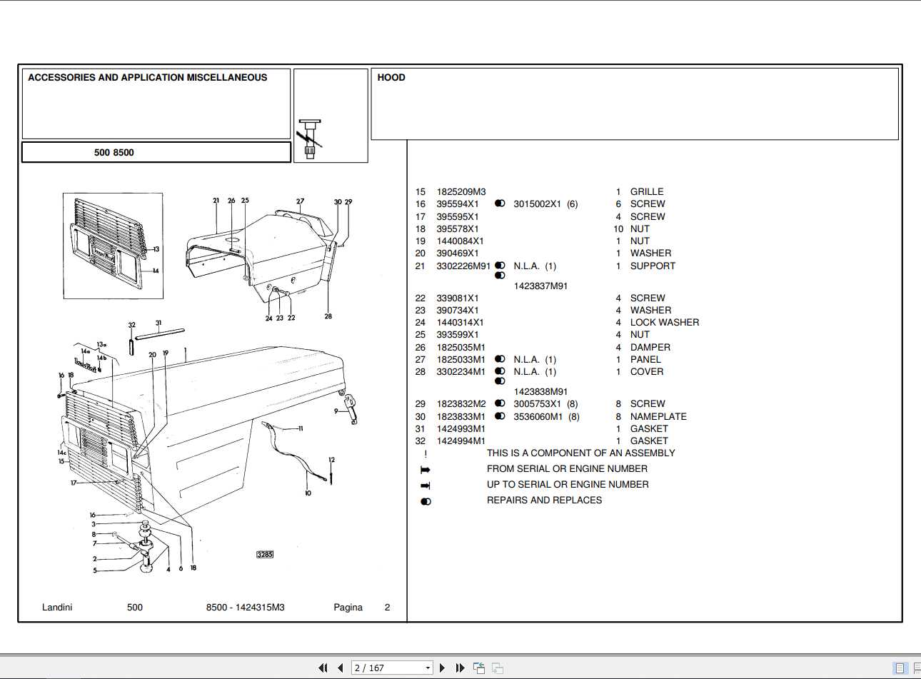 Landini Tractor 8500 Parts Catalog1424315M3 1