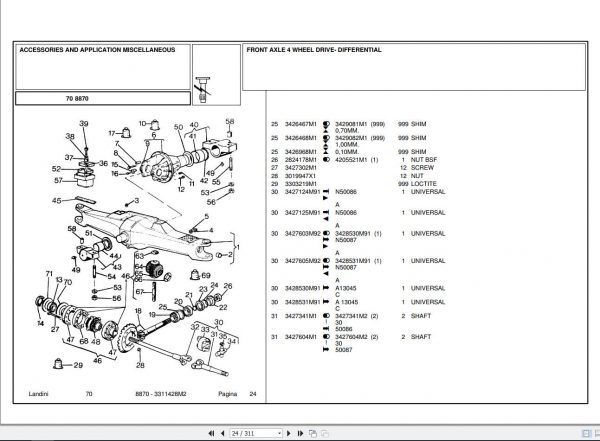 Landini Tractor 8870 Parts Catalog3311428M2 1