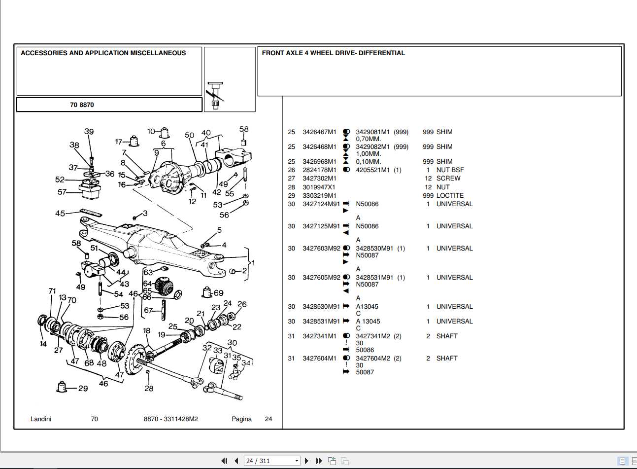 Landini Tractor 8870 Parts Catalog3311428M2 1