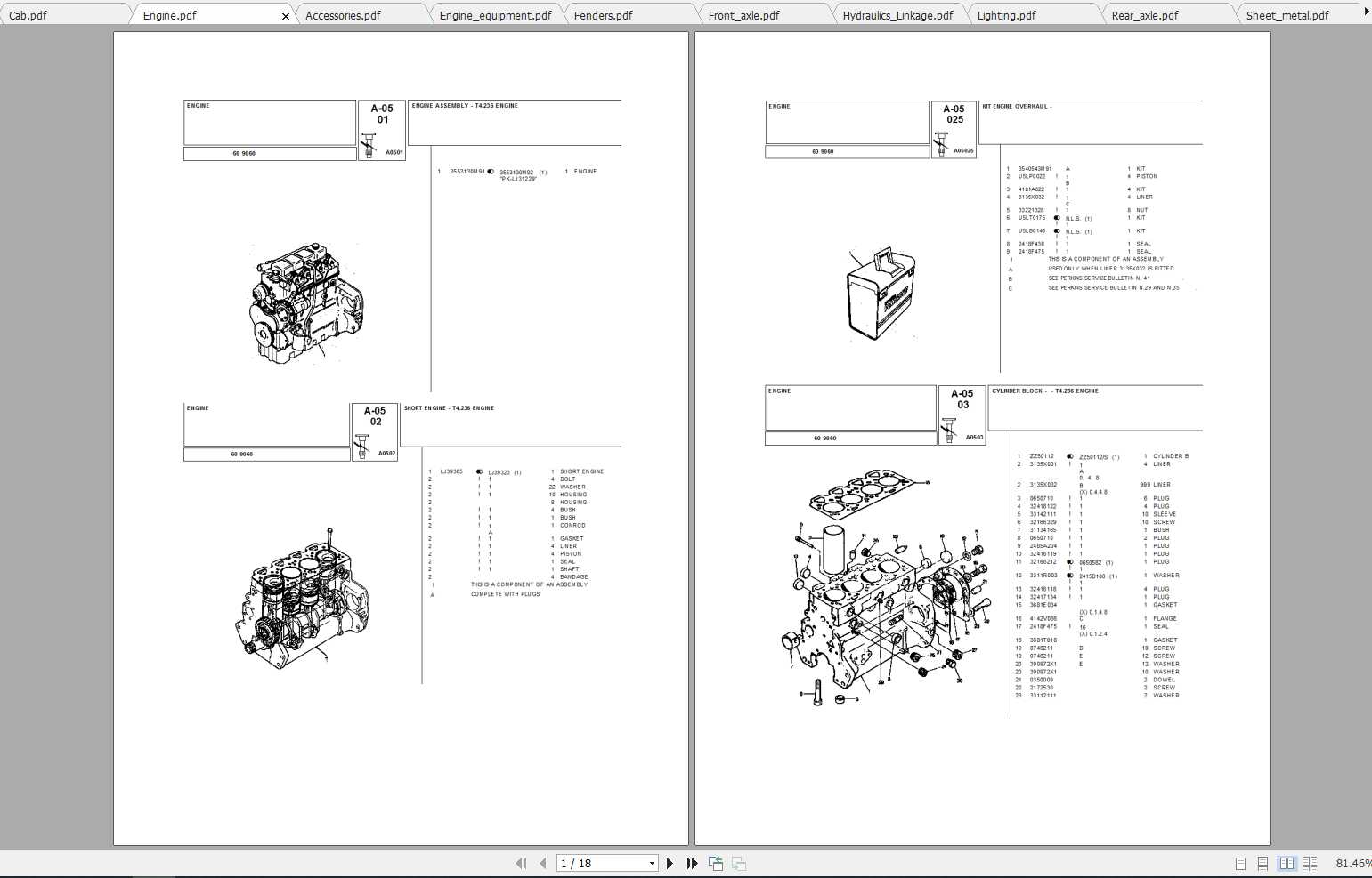 Landini Tractor 9060 Parts Catalog 1