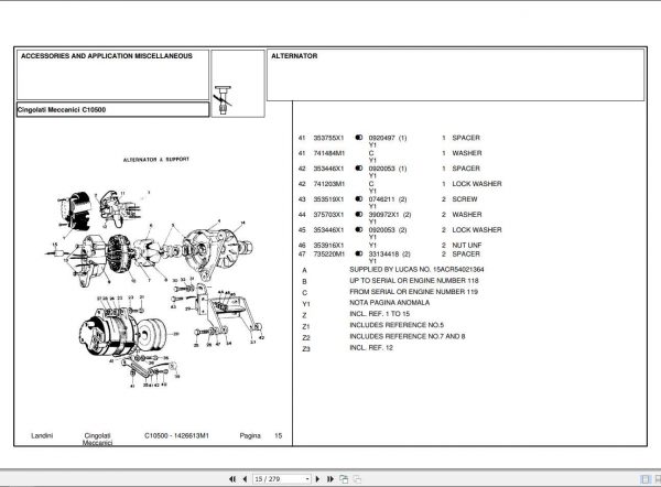 Landini Tractor C10500 Parts Catalog1426613M1 1