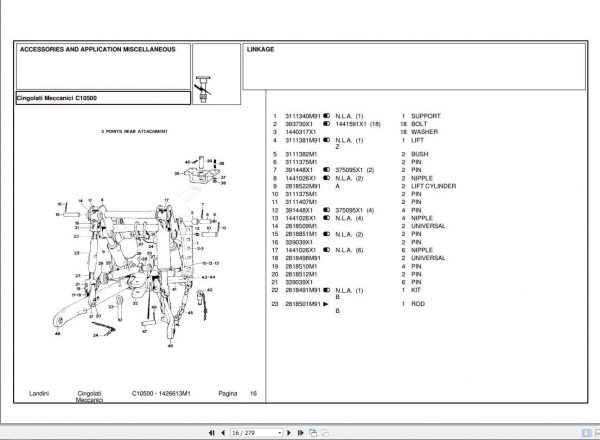 Landini Tractor C10500 Parts Catalog1426613M1 2
