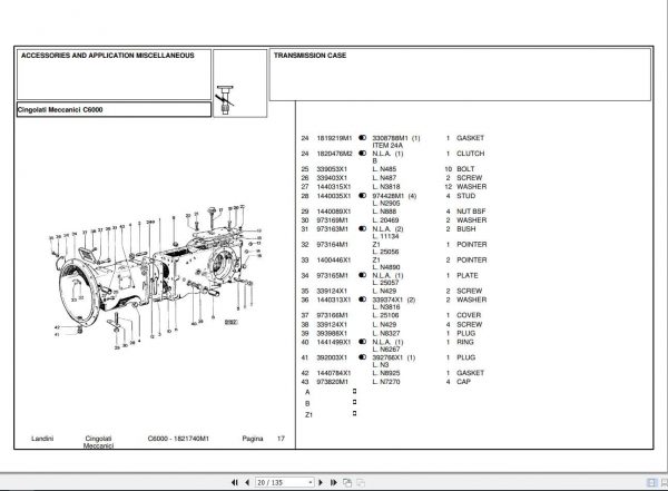 Landini Tractor C6000 Parts Catalog1821740M1 2