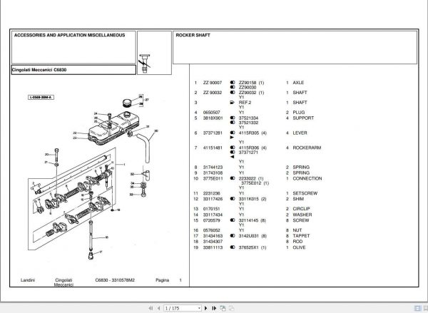 Landini Tractor C6830 Parts Catalog3310578M2 1