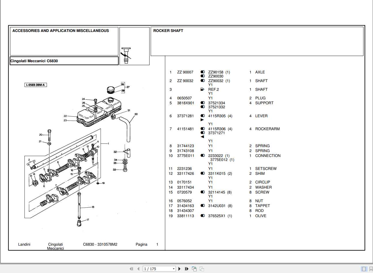 Landini Tractor C6830 Parts Catalog3310578M2 1