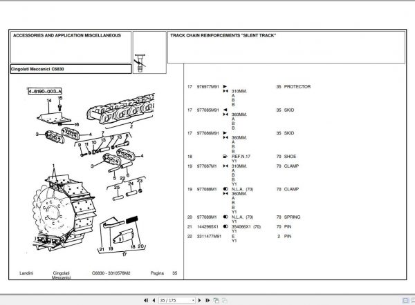 Landini Tractor C6830 Parts Catalog3310578M2 2