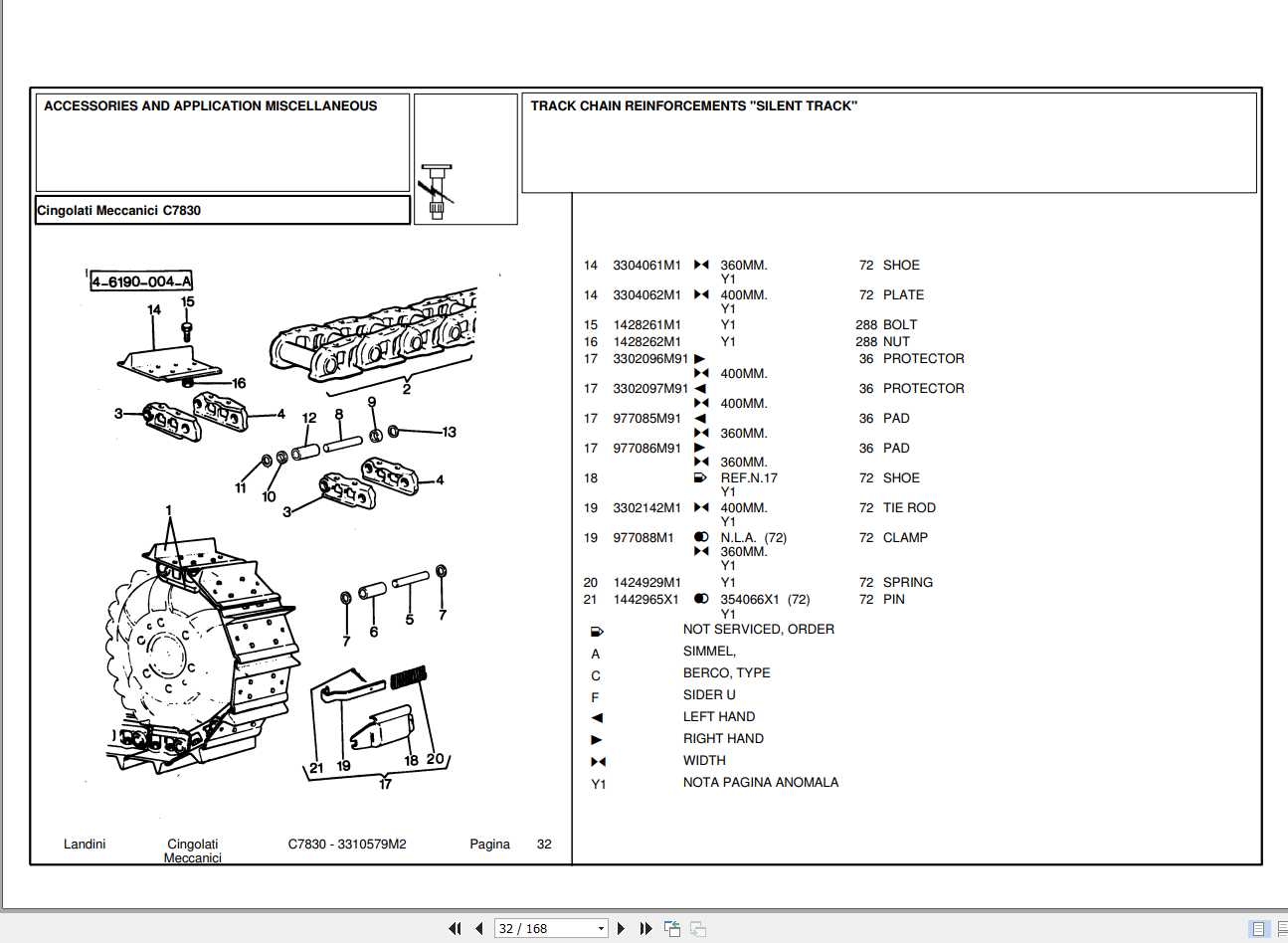 Landini Tractor C7830 Parts Catalog3310579M2 1