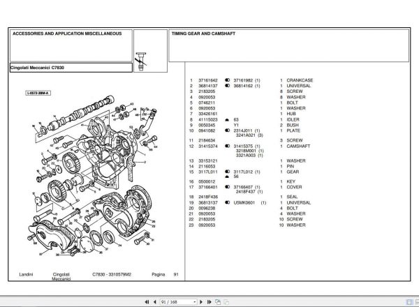 Landini Tractor C7830 Parts Catalog3310579M2 2