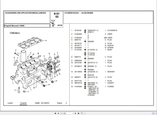 Landini Tractor C8860 Parts Catalog3311687M1 1