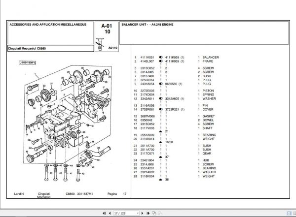 Landini Tractor C8860 Parts Catalog3311687M1 2