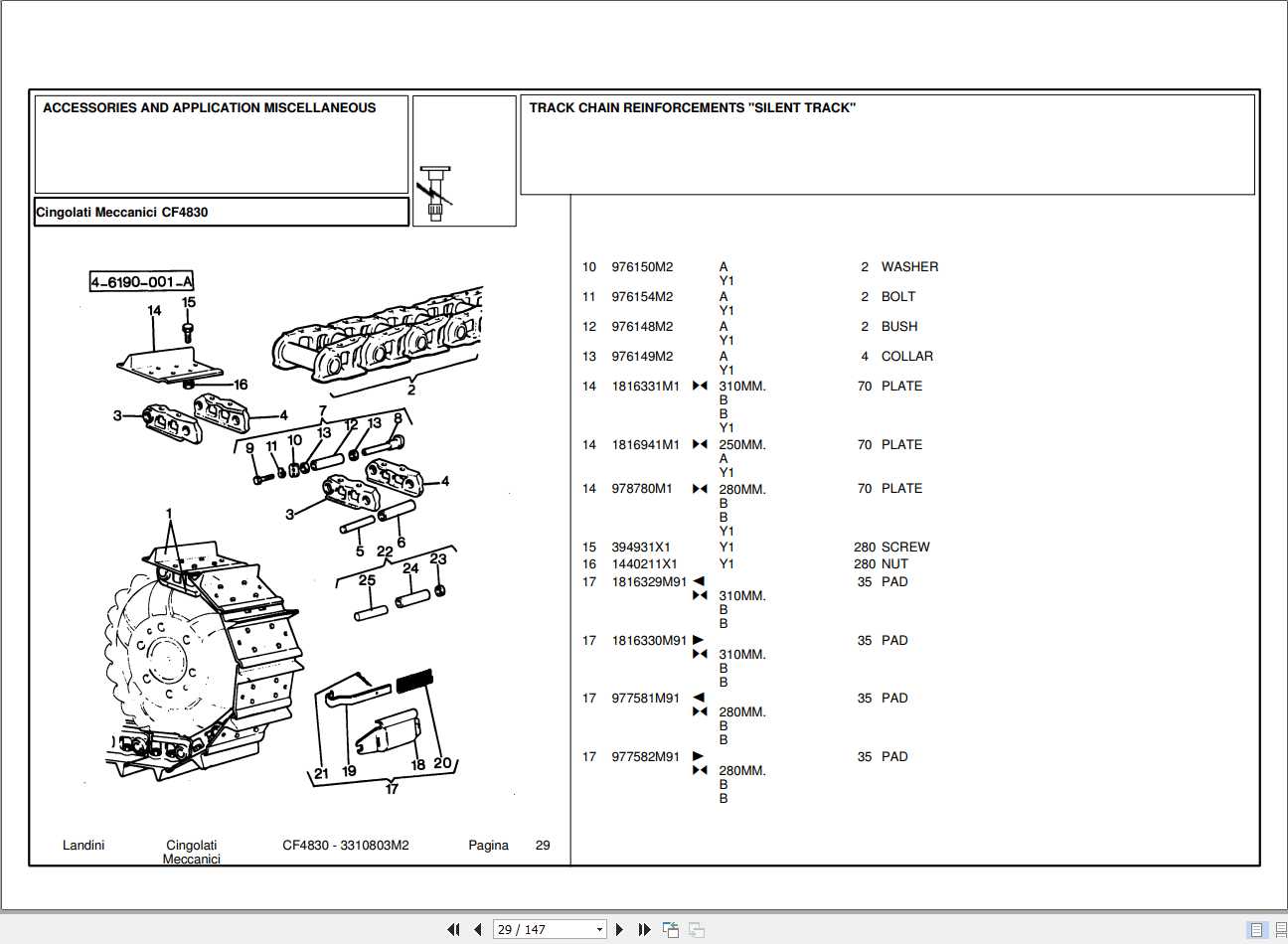 Landini Tractor CF4830 Parts Catalog3310803M2 1