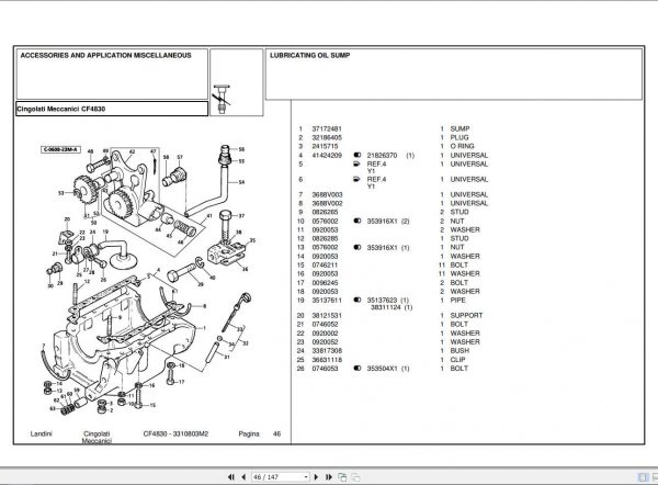 Landini Tractor CF4830 Parts Catalog3310803M2 2