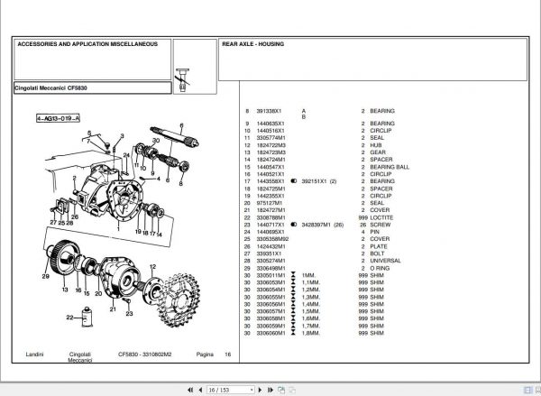 Landini Tractor CF5830 Parts Catalog3310802M2 1