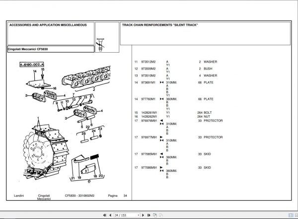Landini Tractor CF5830 Parts Catalog3310802M2 2