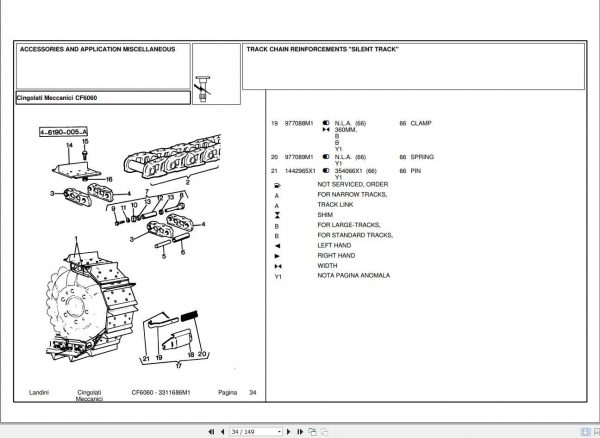 Landini Tractor CF6060 Parts Catalog3311686M1 2