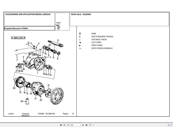 Landini Tractor CF6830 Parts Catalog3310801M2 1