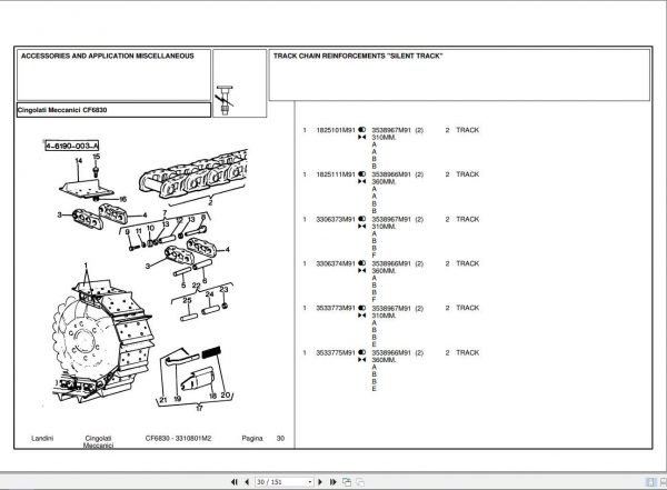 Landini Tractor CF6830 Parts Catalog3310801M2 2