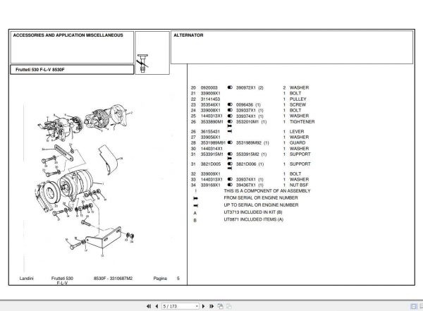 Landini Tractor Frutteti 8530F Parts Catalog3310687M2 1