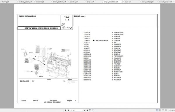 Laverda Combine Harvester 255 AL Parts CatalogjYcPC