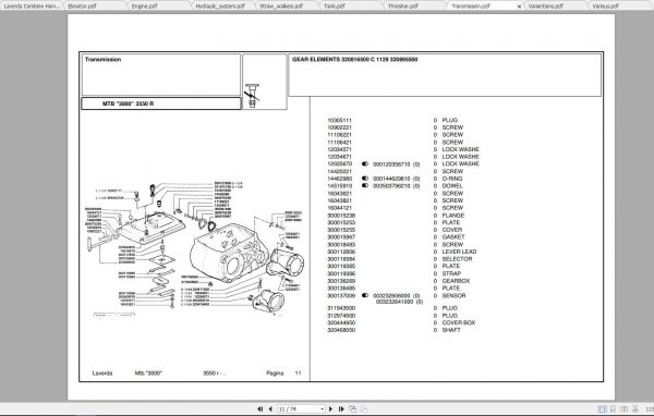 Laverda Combine Harvester 3550 AL R Parts Catalog 2