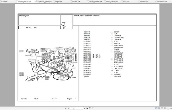 Laverda Combine Harvester L517 Parts Catalog 1