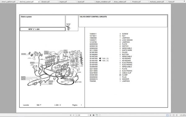 Laverda Combine Harvester L626 Parts Catalog 1