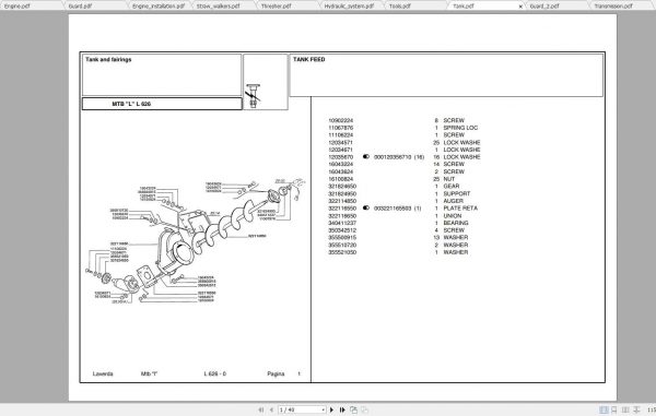 Laverda Combine Harvester L626 Parts Catalog 2