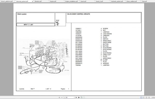 Laverda Combine Harvester L627 Parts Catalog 1