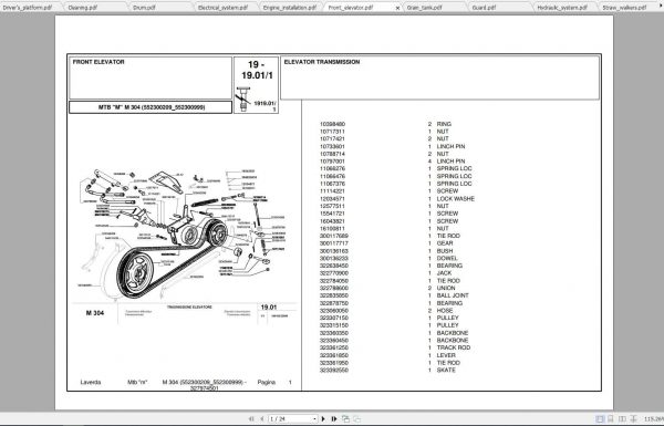 Laverda Combine Harvester M304 Parts Catalog 1