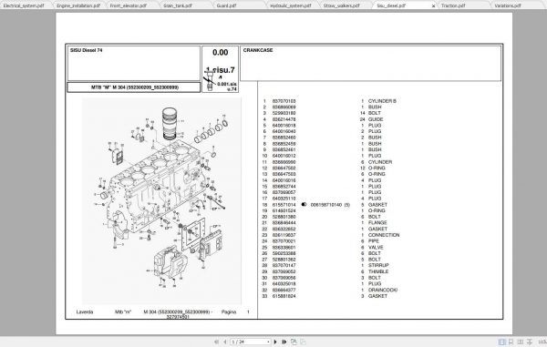 Laverda Combine Harvester M304 Parts Catalog 2