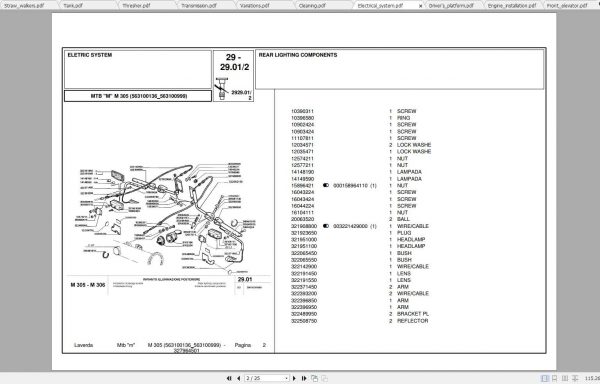 Laverda Combine Harvester M305 Parts Catalog 1