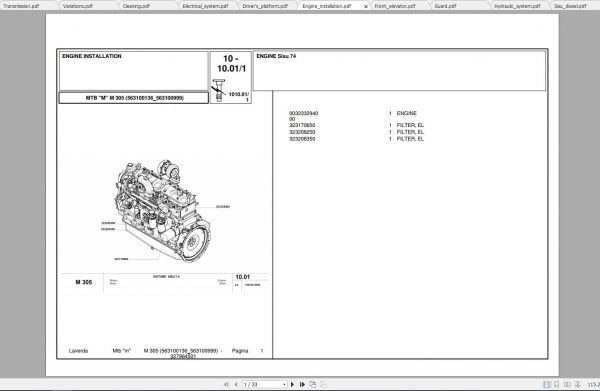 Laverda Combine Harvester M305 Parts Catalog 2