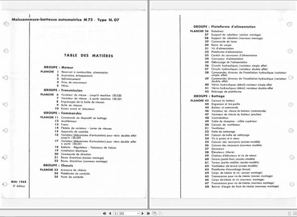Laverda Combine Harvester M75 Parts CatalogFr 2