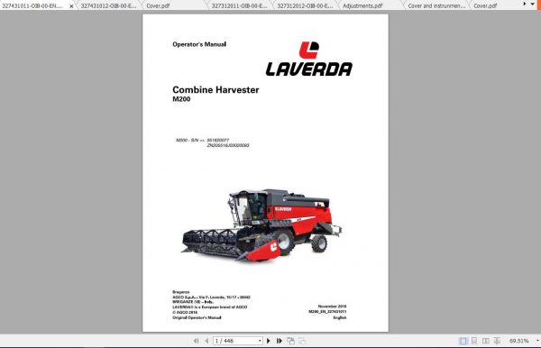 Laverda EU Harvesting M200 Combine Operators Manual 2